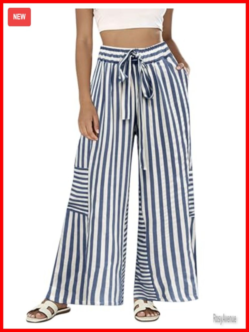 Wide Leg Lounge Pants Rayon Polyester Drawstring Elastic Waist Palazzo